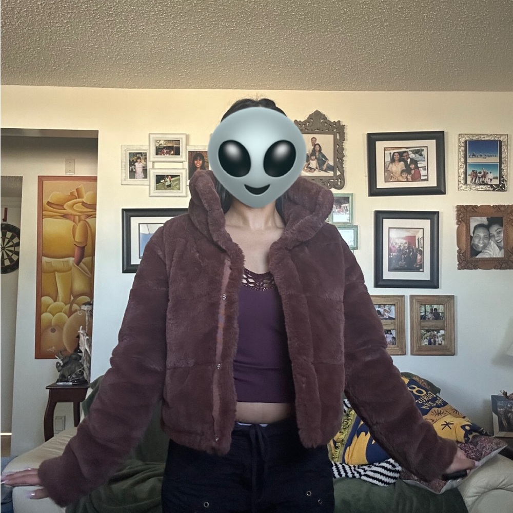 B3 Women's Brown Faux Fur Jacket